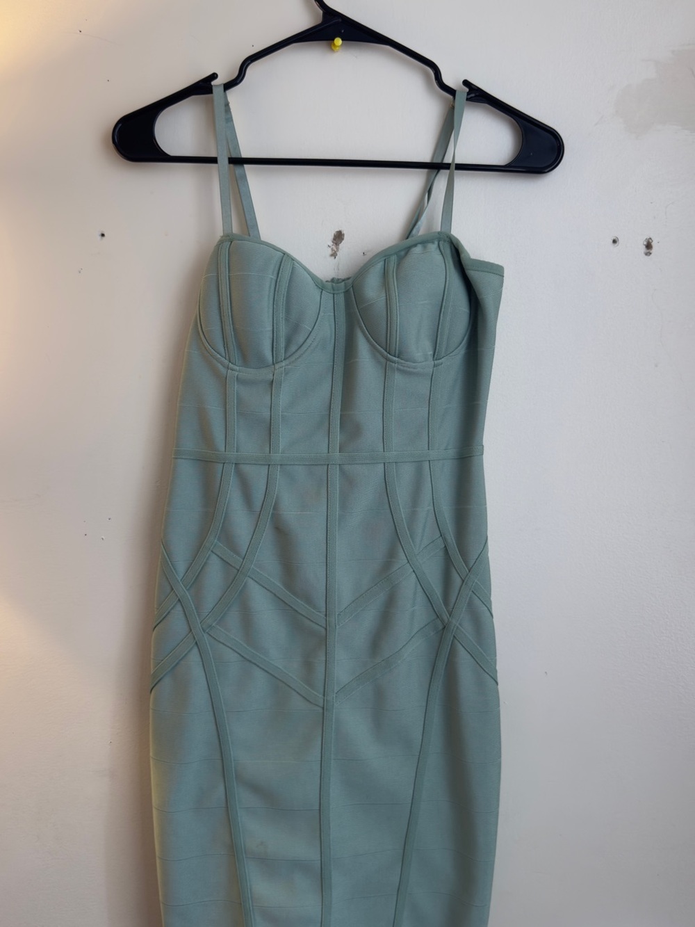 Haute Monde Sage Green Bustier Midi Dress